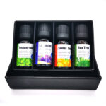 Tranquil Essence: 4-Stick Massage Essential Oil Set with Soothing Lavender, Peppermint, Tea Tree and Sweet Orange