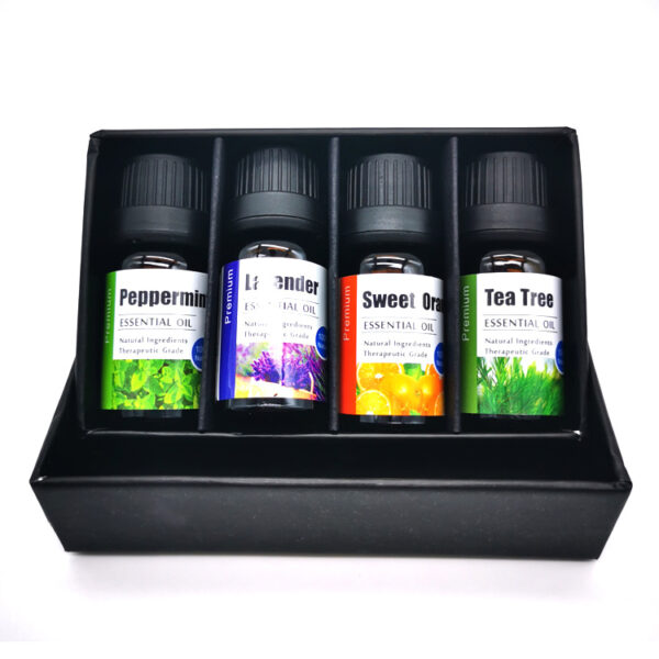 Tranquil Essence: 4-Stick Massage Essential Oil Set with Soothing Lavender, Peppermint, Tea Tree and Sweet Orange