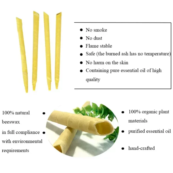 2 Pcs Ear Candle Large Size Without Tube  - Pure Beeswax With Wavy Border