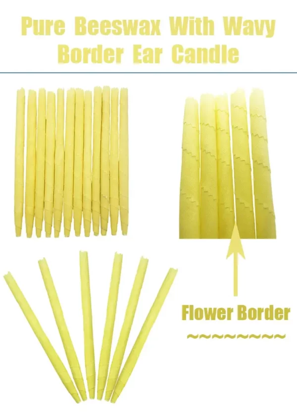 2 Pcs Ear Candle Large Size Without Tube  - Pure Beeswax With Wavy Border